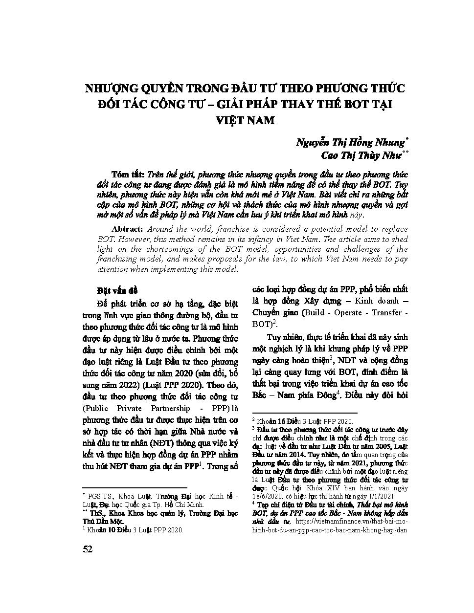 Nhượng quyền trong đầu tư theo phương thức đối tác công tư - Giải pháp thay thế BOT tại Việt Nam