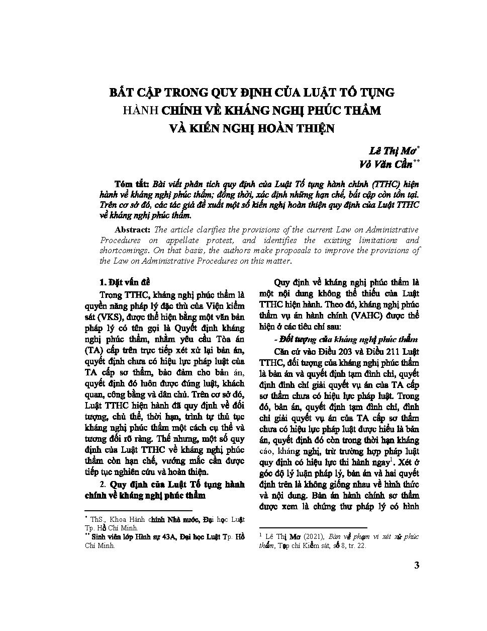 Bất cập trong quy định của Luật Tố tụng hành chính về kháng nghị phúc thẩm và kiến nghị hoàn thiện