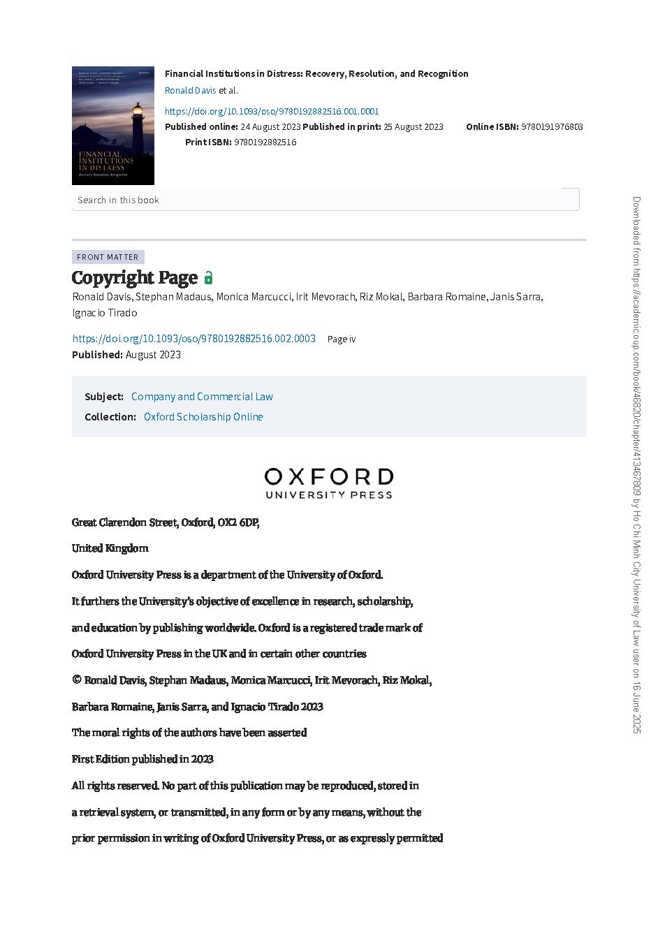 Financial Institutions in Distress: Recovery, Resolution, and Recognition