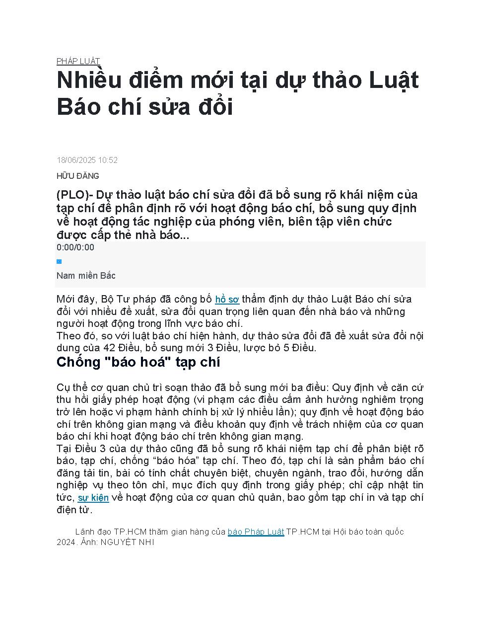 Nhiều điểm mới tại dự thảo Luật Báo chí sửa đổi