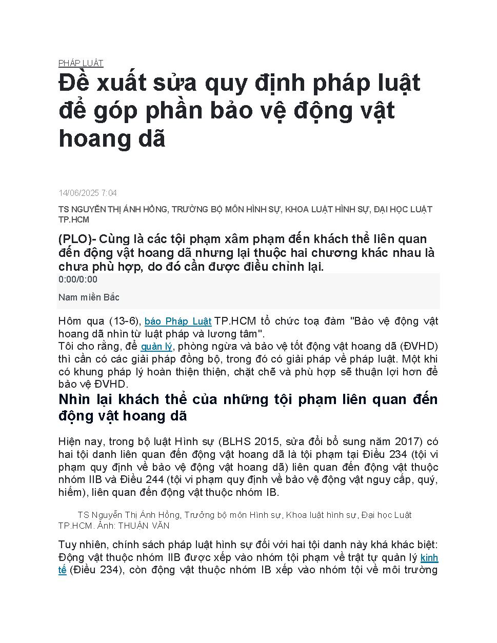 Đề xuất sửa quy định pháp luật để góp phần bảo vệ động vật hoang dã