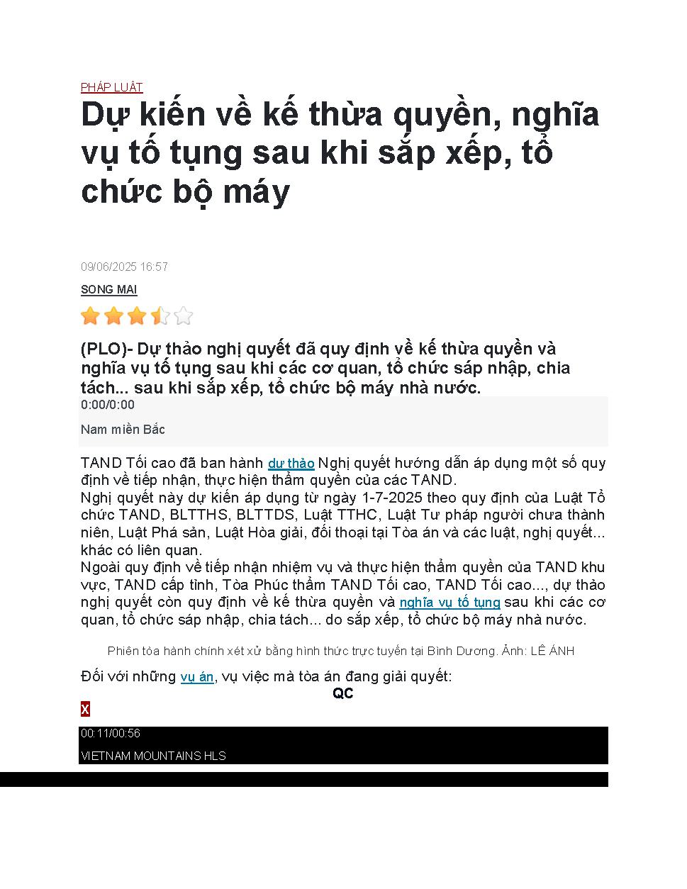 Dự kiến về kế thừa quyền, nghĩa vụ tố tụng sau khi sắp xếp, tổ chức bộ máy
