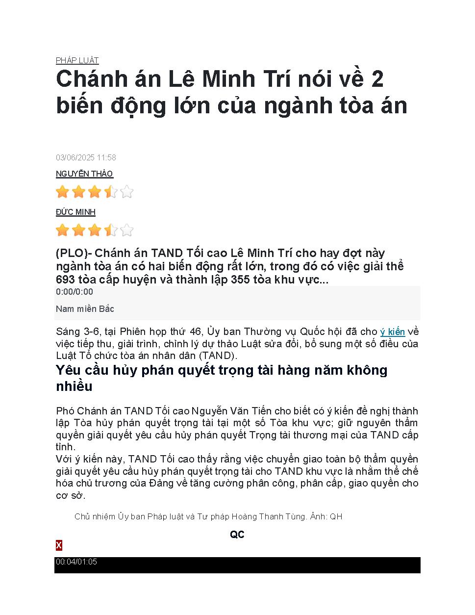 Chánh án Lê Minh Trí nói về 2 biến động lớn của ngành tòa án