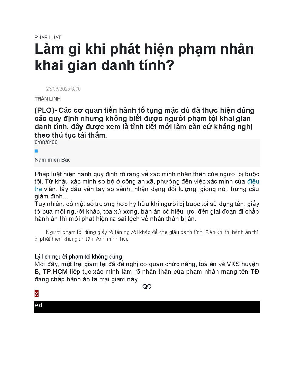 Làm gì khi phát hiện phạm nhân khai gian danh tính?