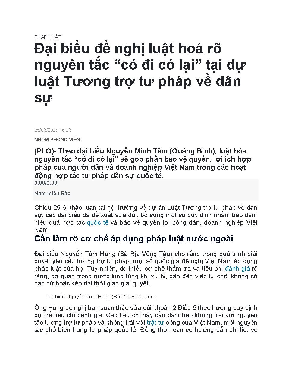 Đại biểu đề nghị luật hoá rõ nguyên tắc “có đi có lại” tại dự luật Tương trợ tư pháp về dân sự