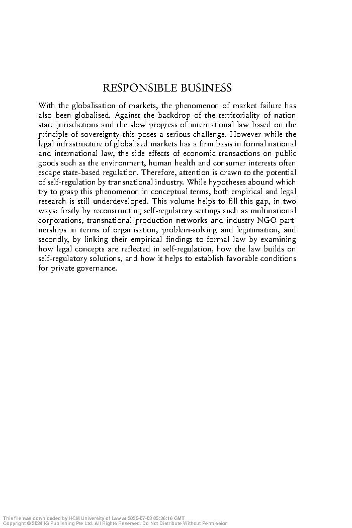 Responsible business : self-governance and law in transnational economic transactions