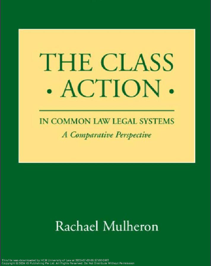 The class action in common law legal systems : a comparative perspective