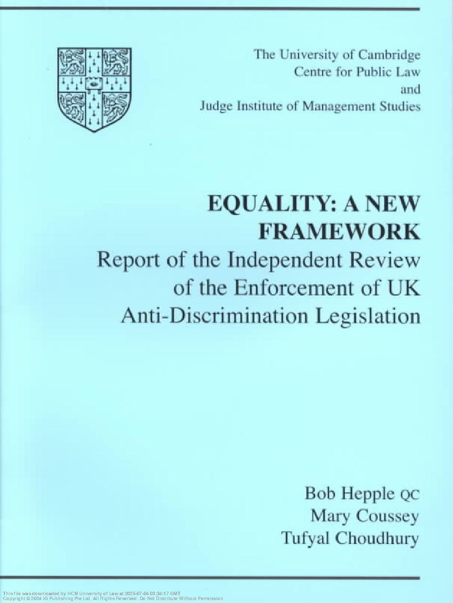 Equality : A New Framework