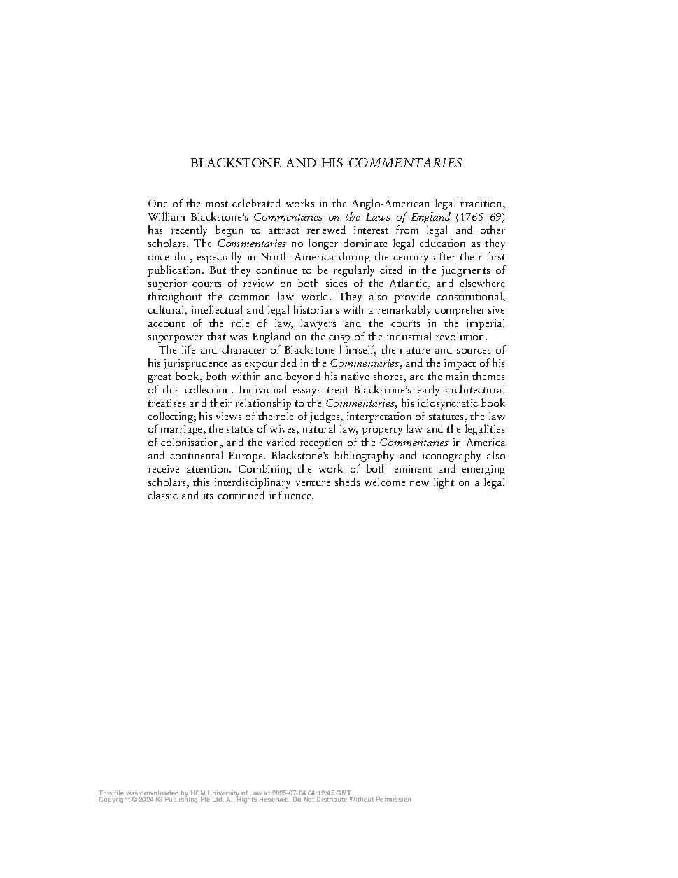 Blackstone and his Commentaries