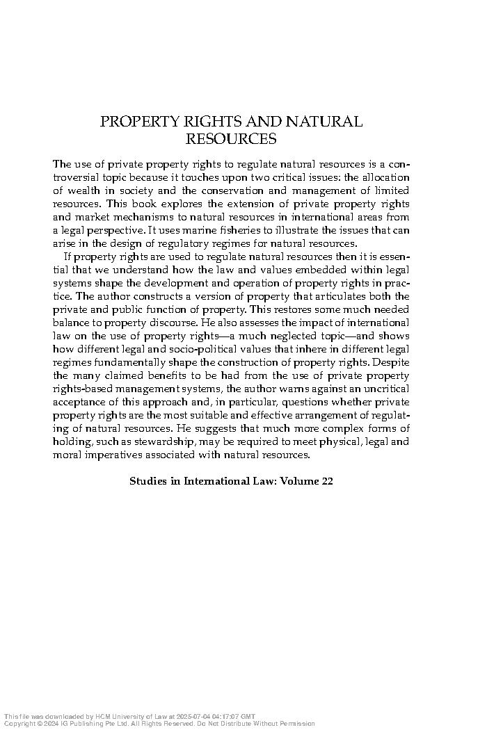 Property Rights and Natural Resources