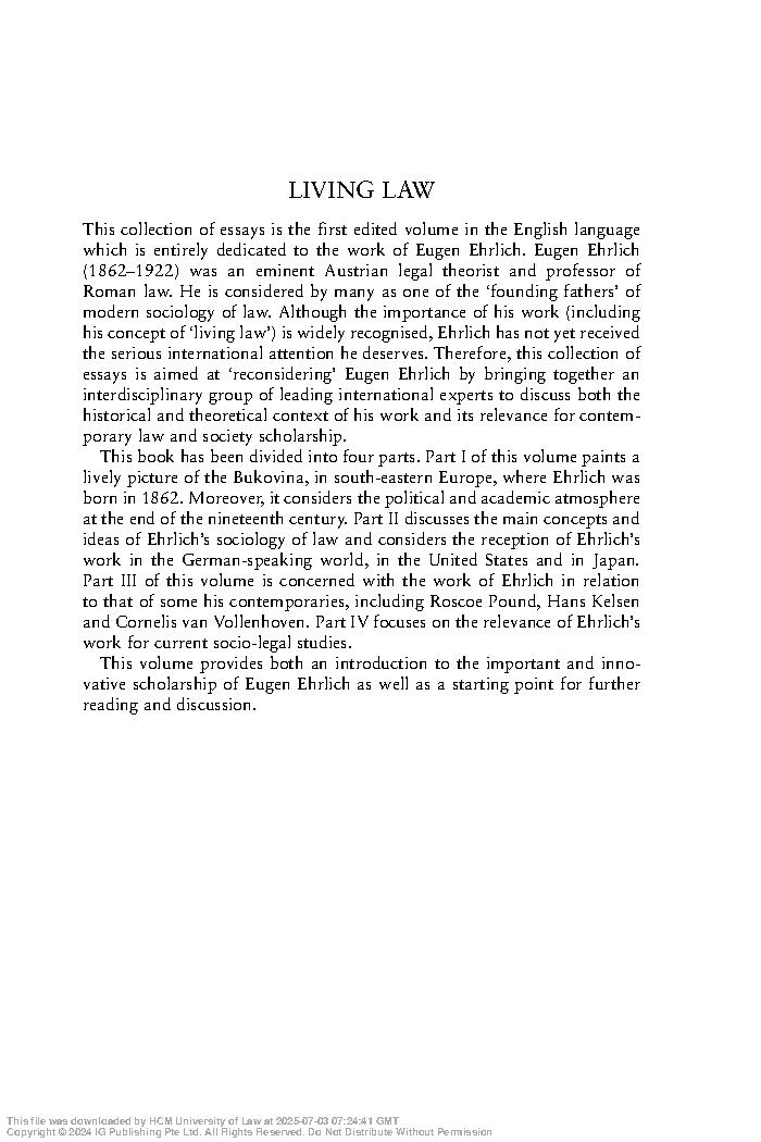 Living law : reconsidering Eugen Ehrlich