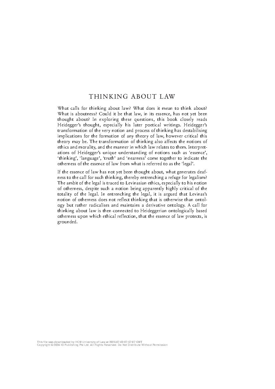 Thinking about law : in silence with Heidegger