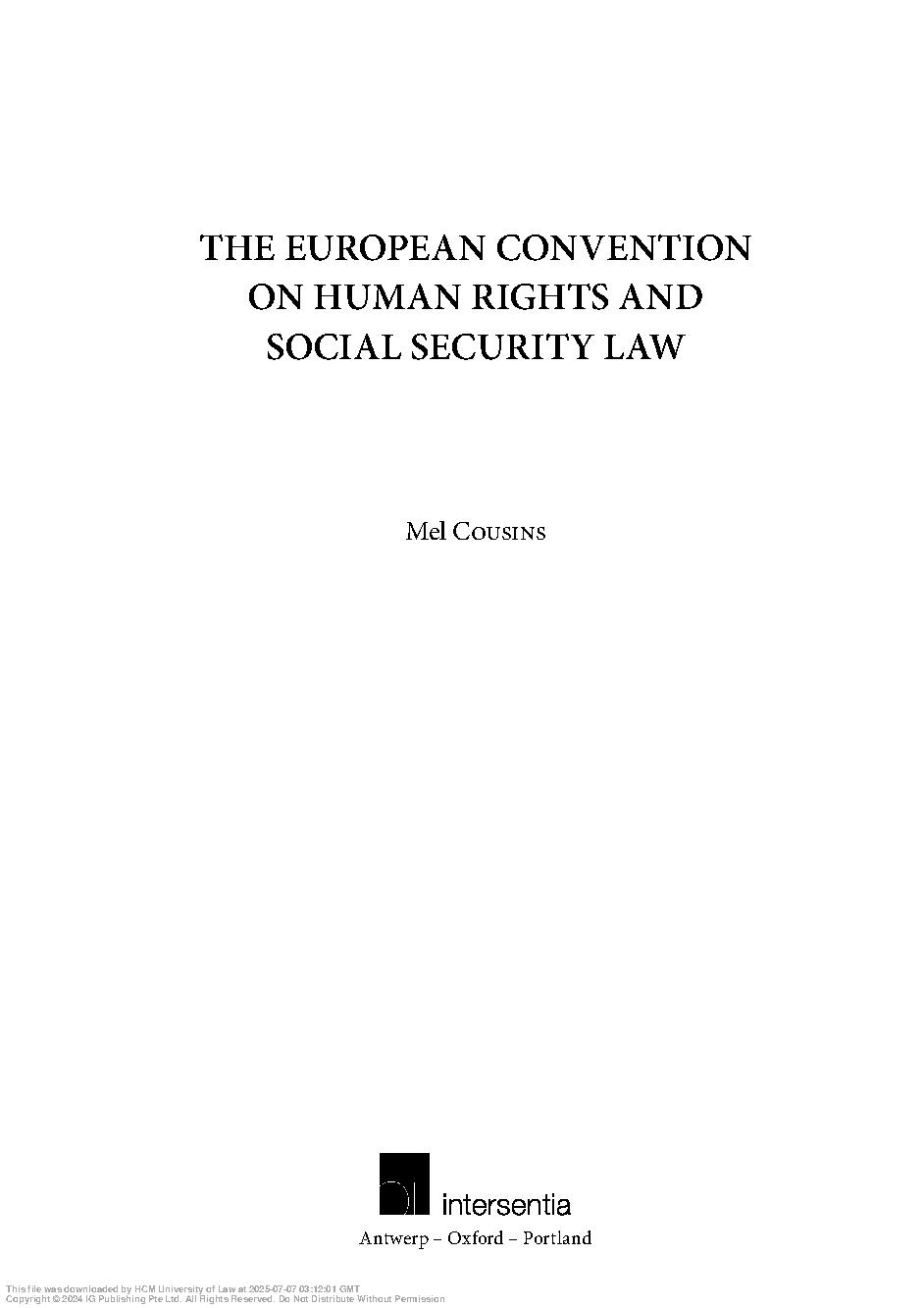 The European convention on human rights and social security law