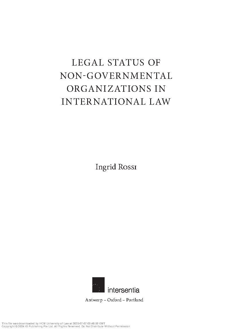 Legal status of non-governmental organizations in international law