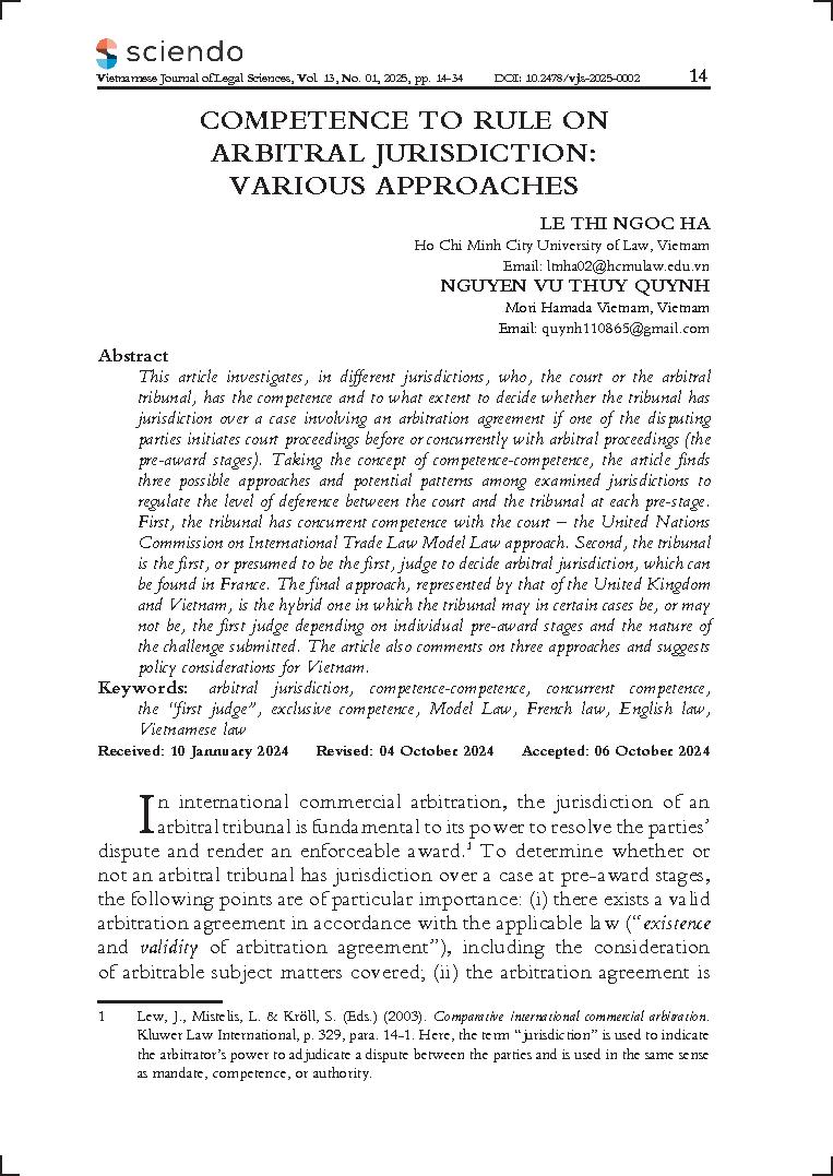 Competence to rule on arbitral jurisdiction: Various approaches