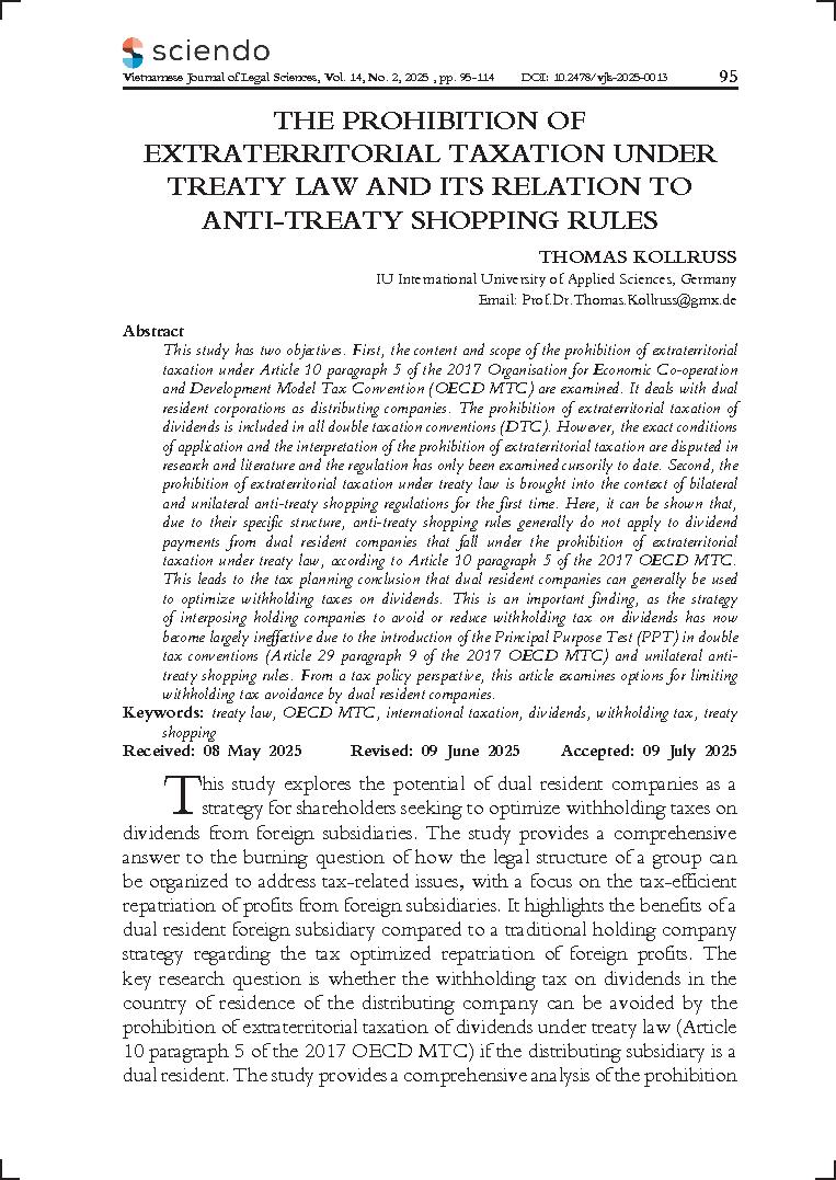 The prohibition of extraterritorial taxation under treaty law and its relation to anti-treaty shopping rules