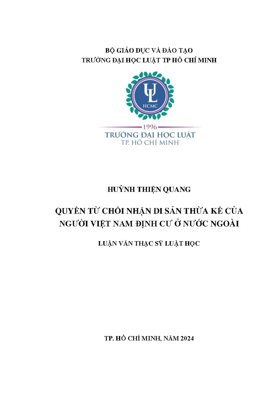 Quyền từ chối nhận di sản thừa kế của người Việt Nam định cư ở nước ngoài