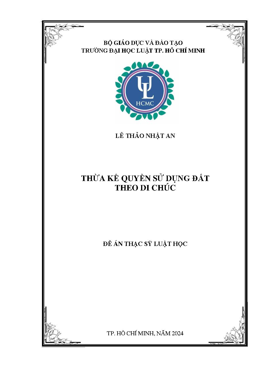 Thừa kế quyền sử dụng đất theo di chúc