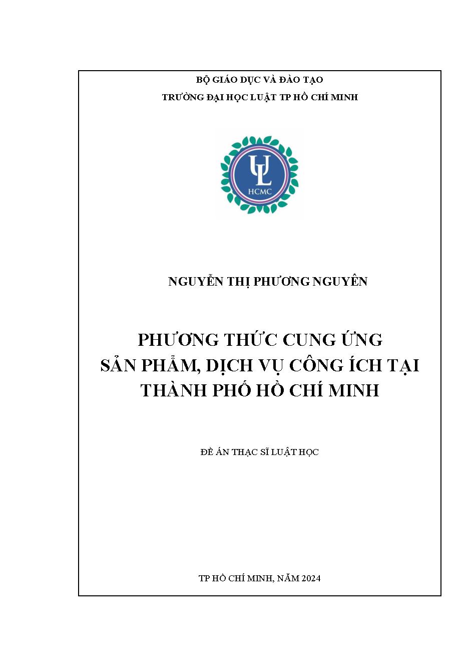 Phương thức cung ứng sản phẩm, dịch vụ công ích tại Thành Phố Hồ Chí Minh