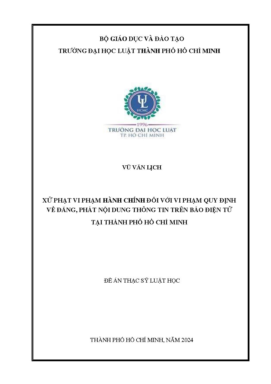 Xử phạt vi phạm hành chính đối với vi phạm quy định về đăng, phát nội dung thông tin trên báo điện tử tại Thành phố Hồ Chí Minh