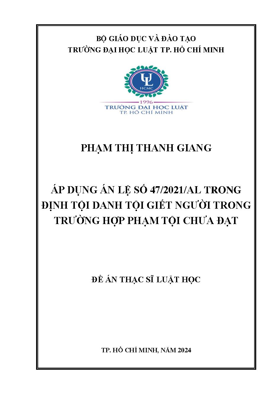 Áp dụng án lệ số 47/2021/AL trong định tội danh tội giết người trong trường hợp phạm tội chưa đạt