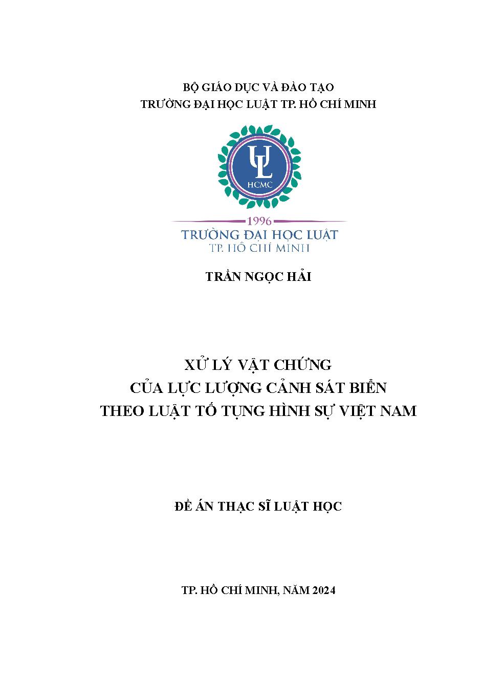 Xử lý vật chứng của lực lượng Cảnh sát biển theo luật tố tụng hình sự Việt Nam