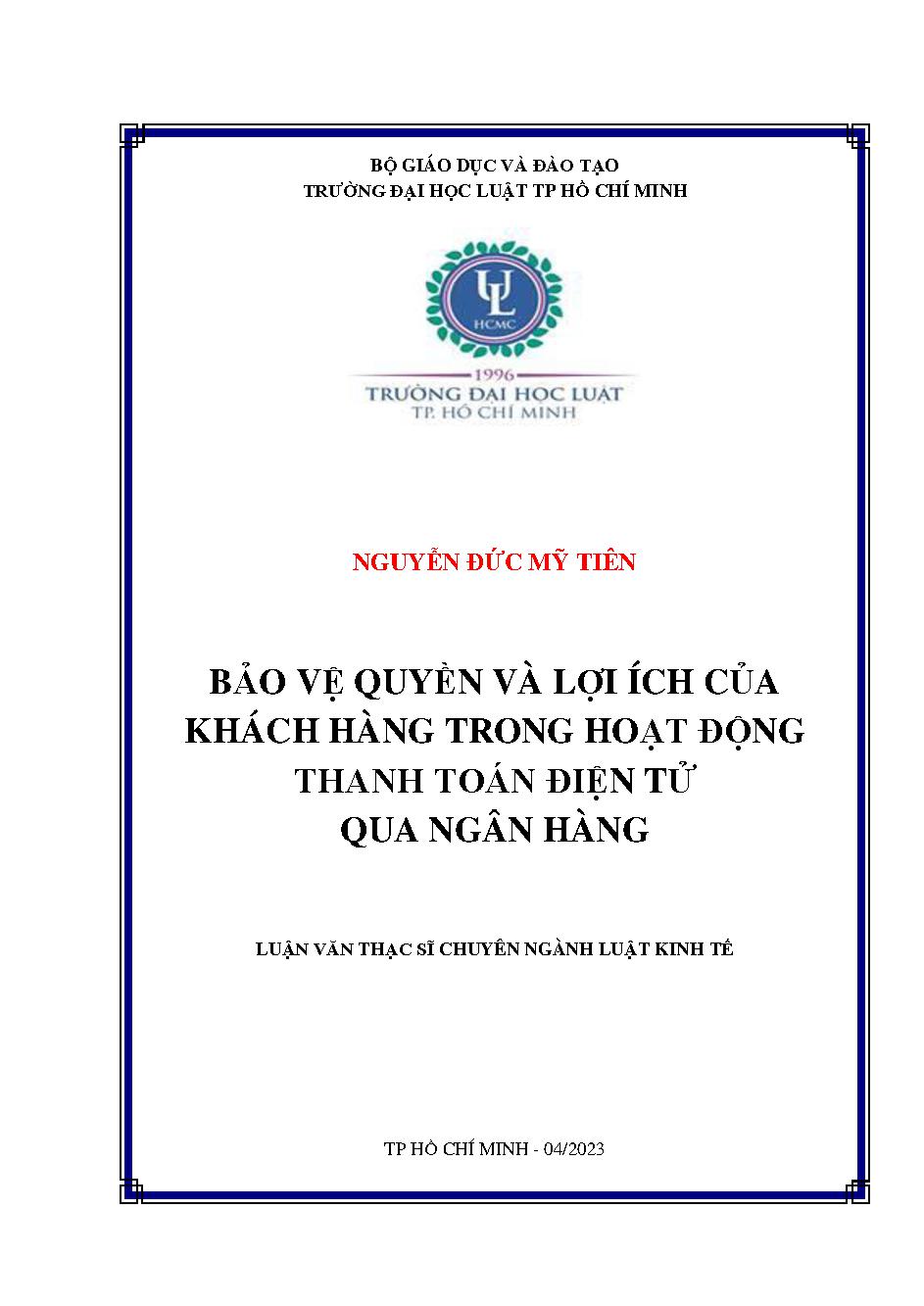 Bảo vệ quyền và lợi ích của khách hàng trong hoạt động thanh toán điện tử qua ngân hàng