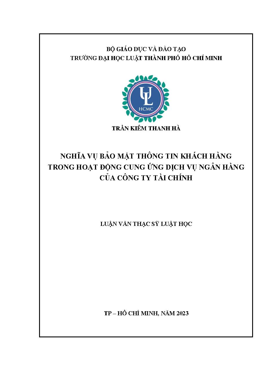 Nghĩa vụ bảo mật thông tin khách hàng trong hoạt động cung ứng dịch vụ ngân hàng của công ty tài chính