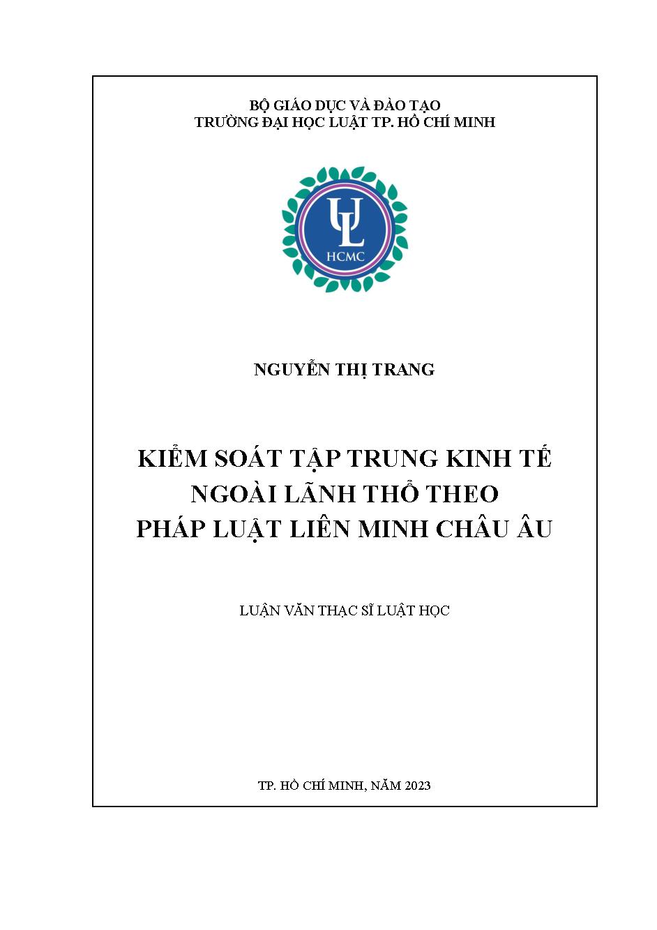 Kiểm soát tập trung kinh tế ngoài lãnh thổ theo pháp luật Liên minh Châu Âu