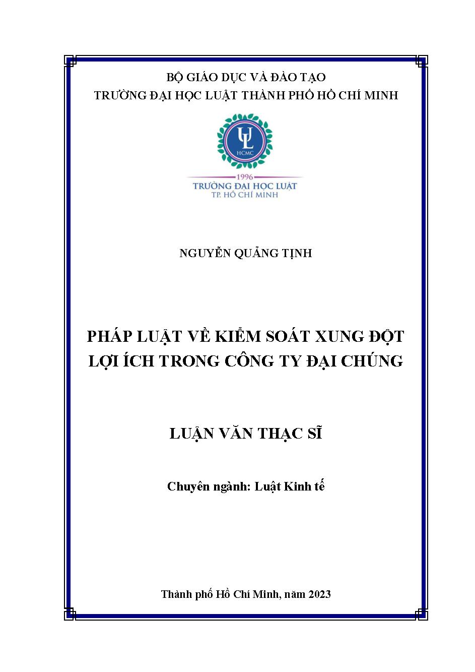 Pháp luật về kiểm soát xung đột lợi ích trong công ty đại chúng