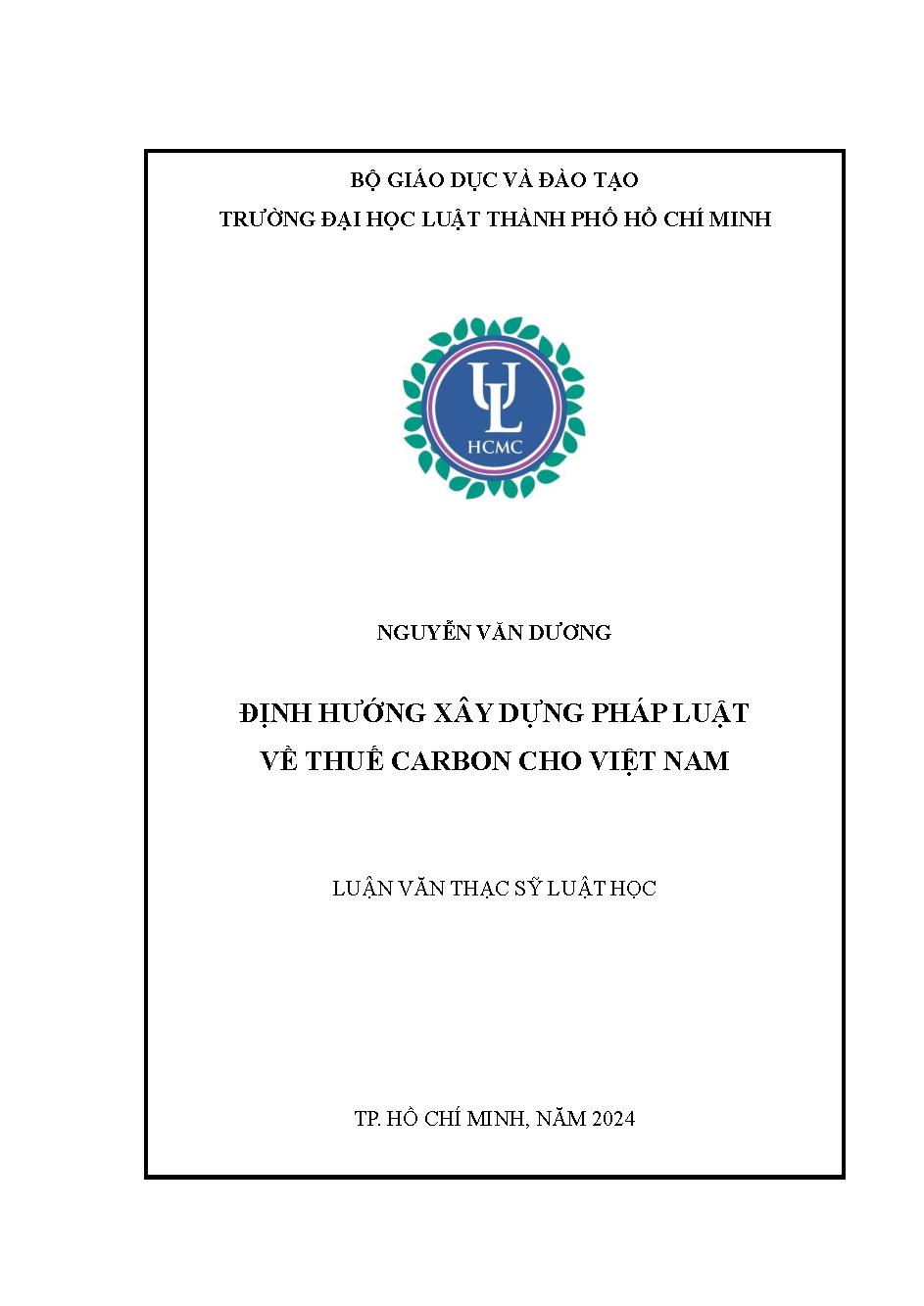 Định hướng xây dựng pháp luật về thuế carbon cho Việt Nam