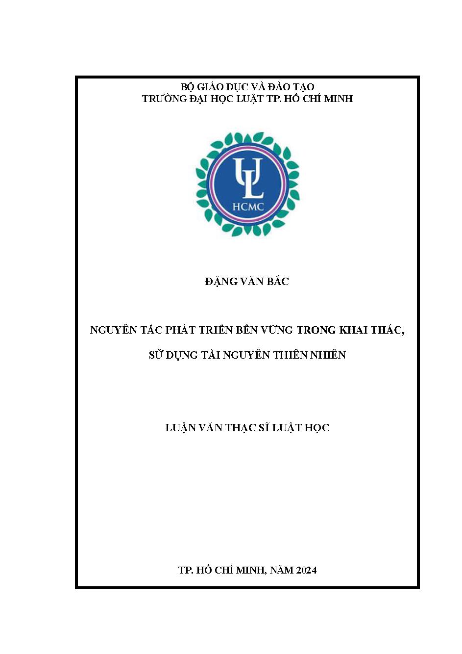Nguyên tắc phát triển bền vững trong khai thác, sử dụng tài nguyên thiên nhiên