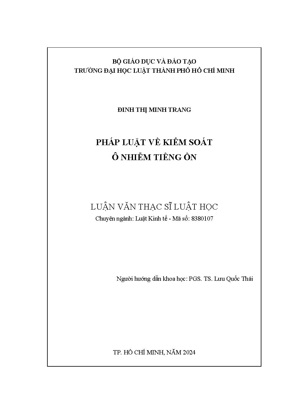 Pháp luật về kiểm soát ô nhiễm tiếng ồn