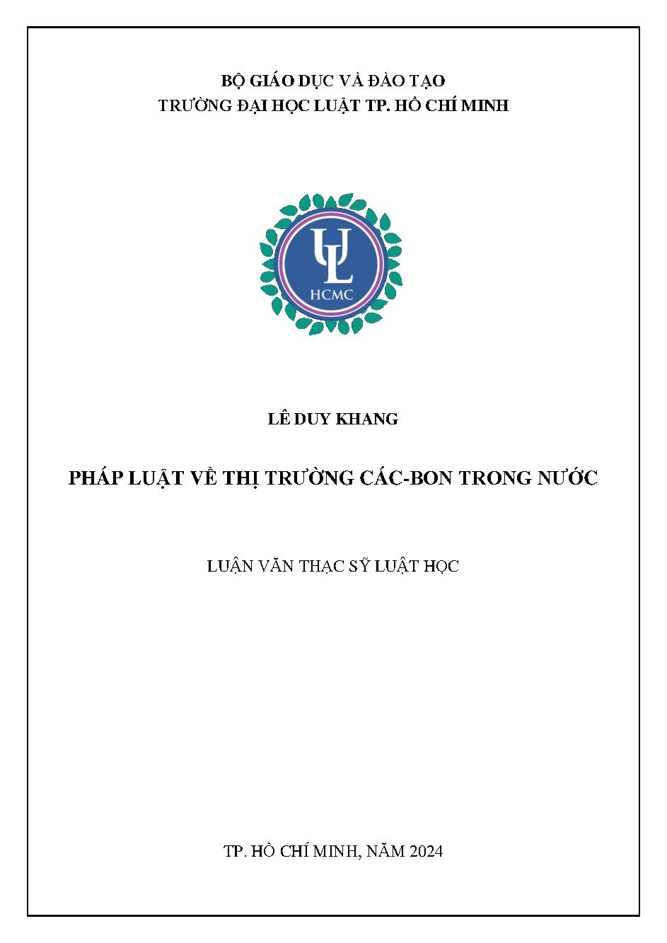 Pháp luật về thị trường các-bon trong nước