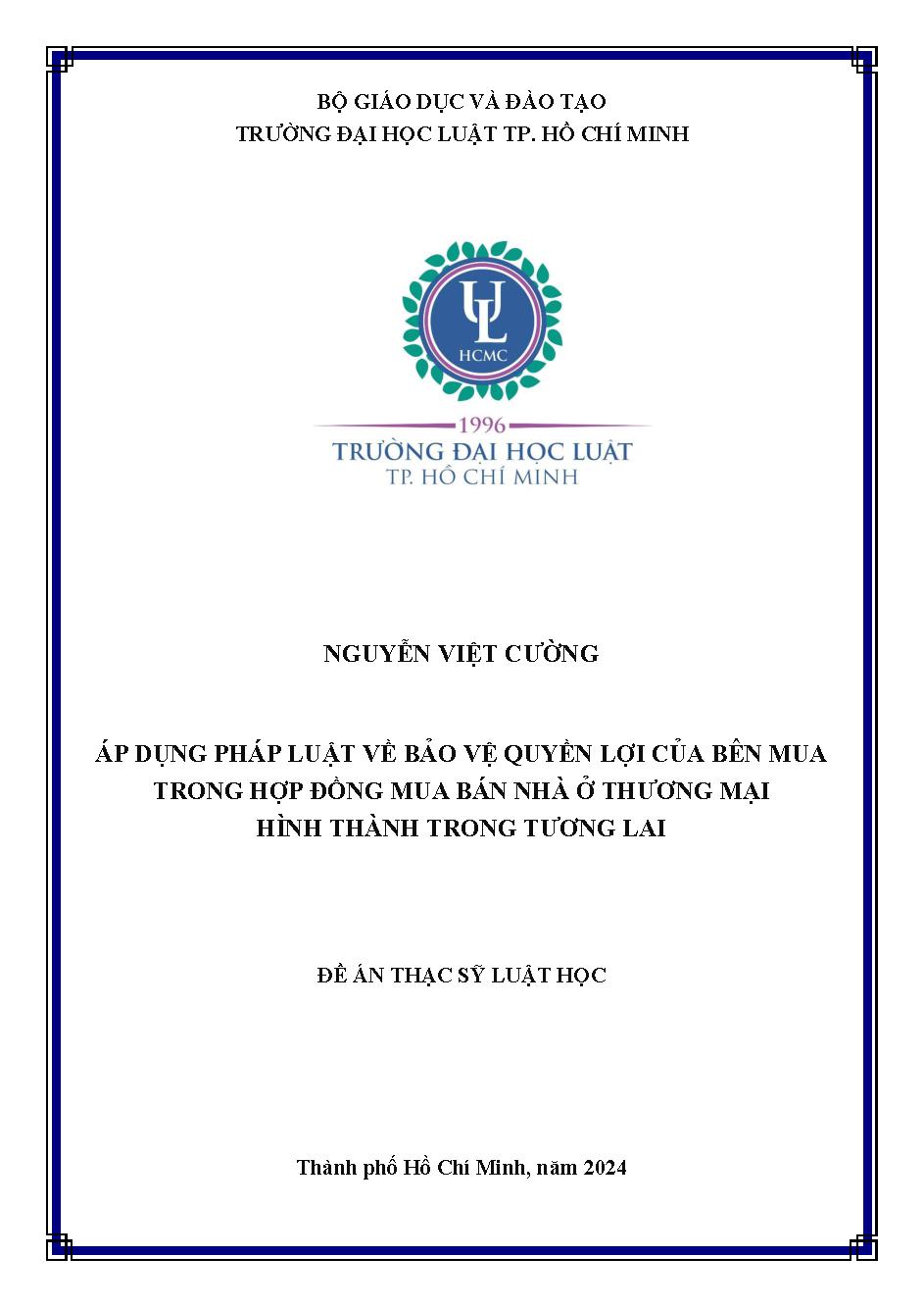 Áp dụng luật về bảo vệ quyền lợi của bên mua trong hợp đồng mua bán nhà ở thương mại hình thành trong tương lai