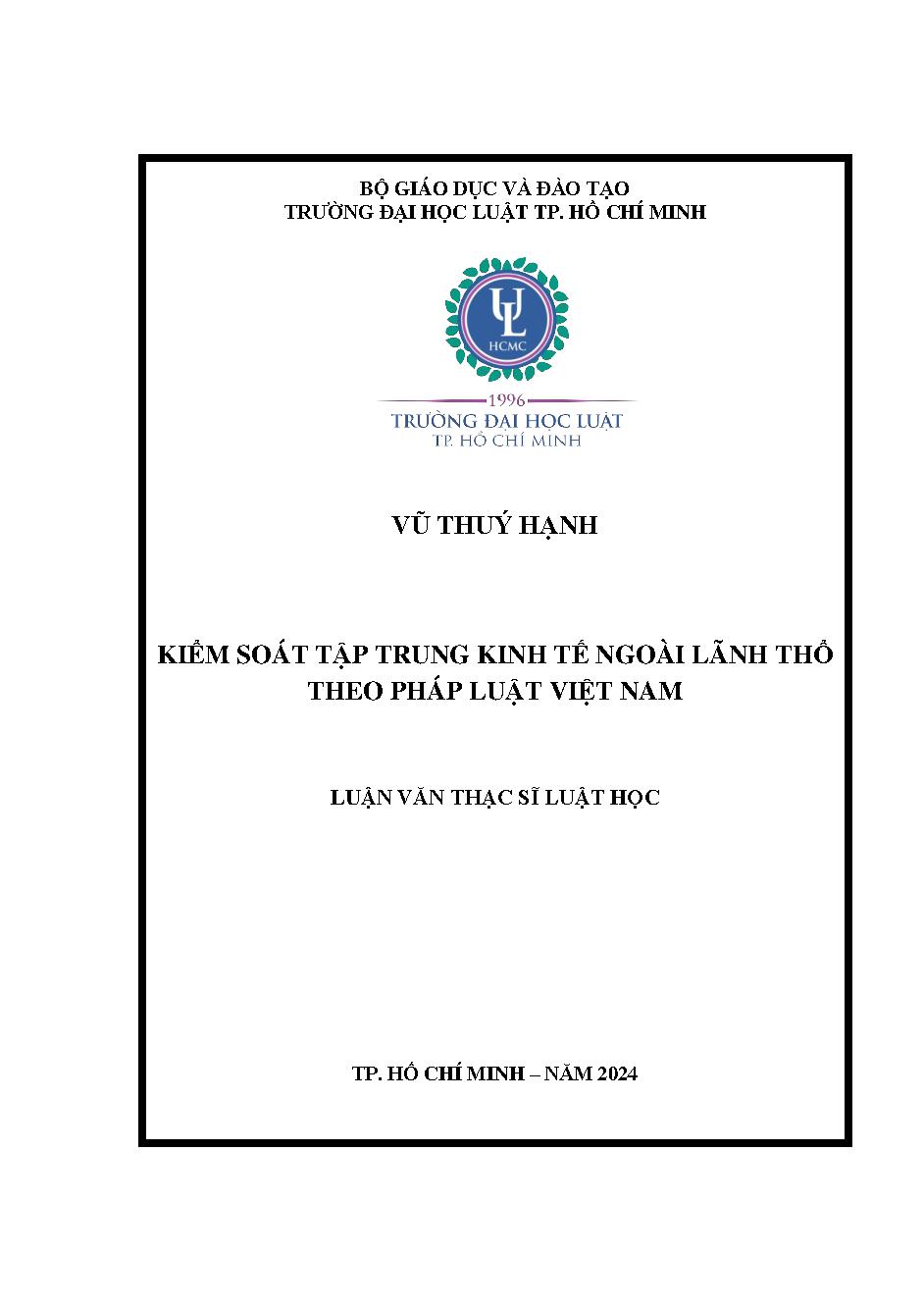 Kiểm soát tập trung kinh tế ngoài lãnh thổ theo pháp luật Việt Nam