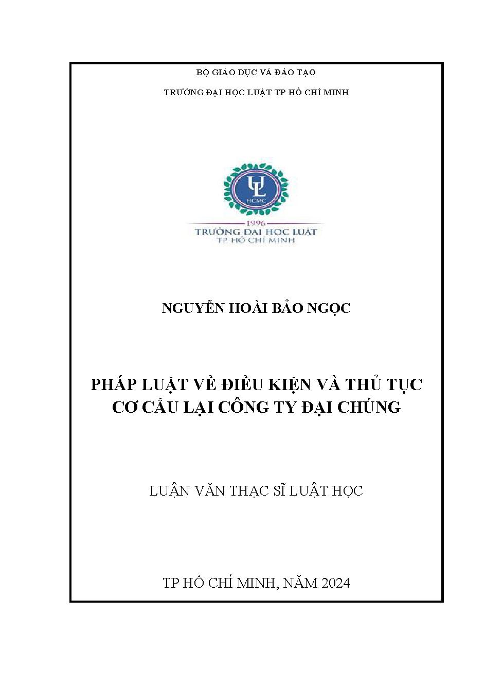 Pháp luật về điều kiện và thủ tục cơ cấu lại công ty đại chúng