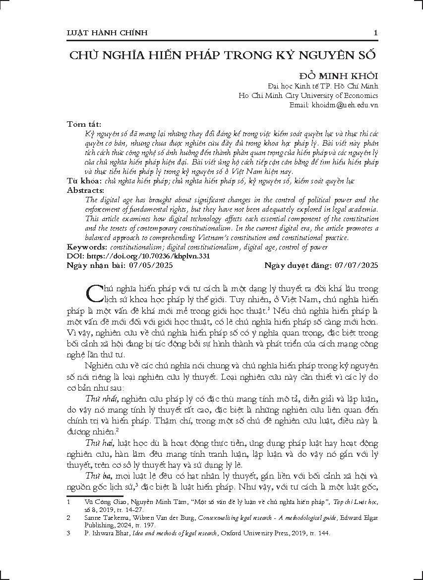 Chủ nghĩa hiến pháp trong kỷ nguyên số