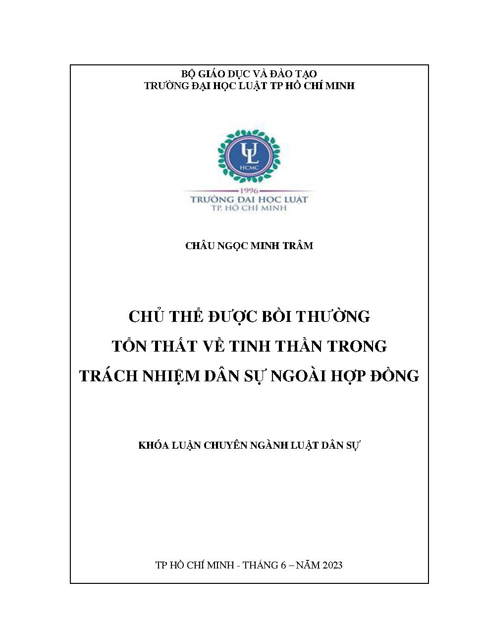 Chủ thể được bồi thường tổn thất về tinh thần trong trách nhiệm dân sự ngoài hợp đồng