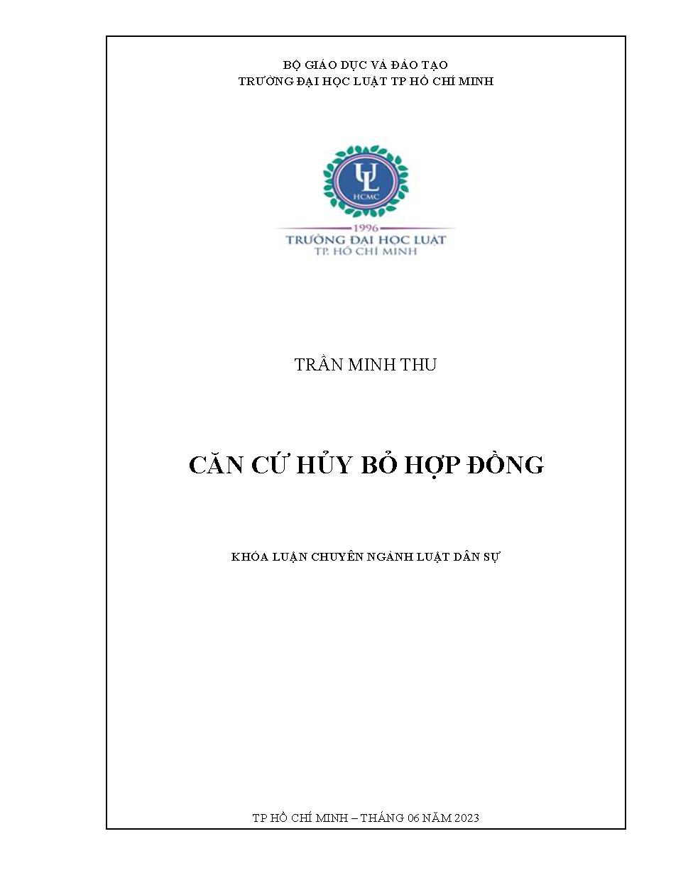 Căn cứ huỷ bỏ hợp đồng