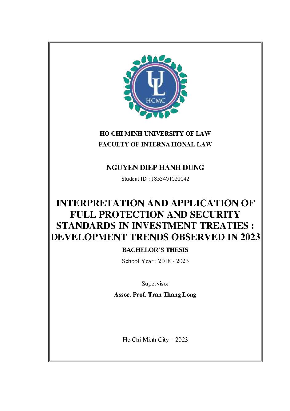 Interpretation and application of full protection and security standards in investment treaties : Development trends observed in 2023