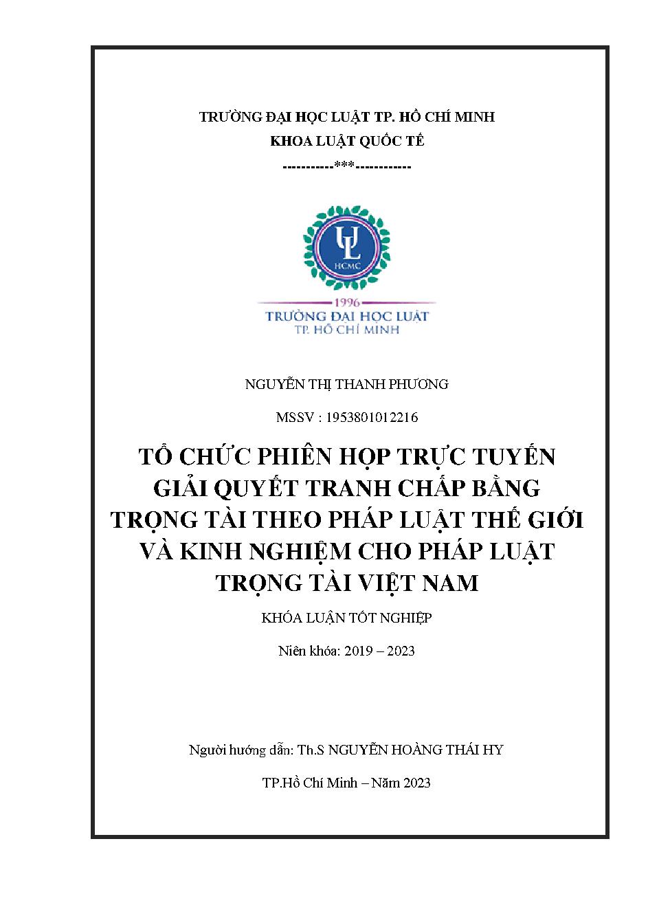 Tổ chức phiên họp trực tuyến giải quyết tranh chấp bằng trọng tài theo pháp luật thế giới và kinh nghiệm cho pháp luật trọng tài Việt Nam
