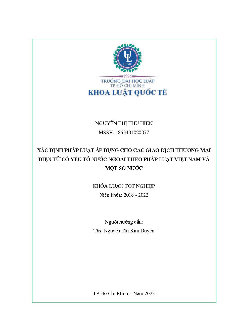 Xác định pháp luật áp dụng cho các giao dịch thương mại điện tử có yếu tố nước ngoài theo pháp luật Việt Nam và một số nước