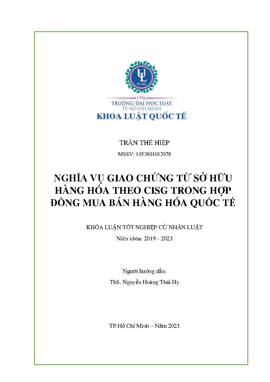 Nghĩa vụ giao chứng từ sở hữu hàng hóa theo CISG trong hợp đồng mua bán hàng hóa quốc tế