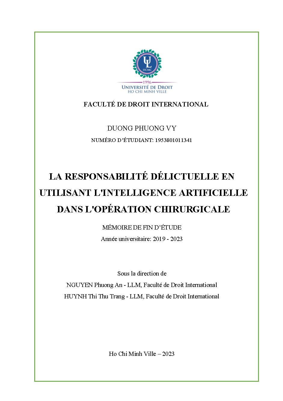 La responsabilité délictuelle en utilisant l’intelligence artificielle dans l’operation chirurgicale