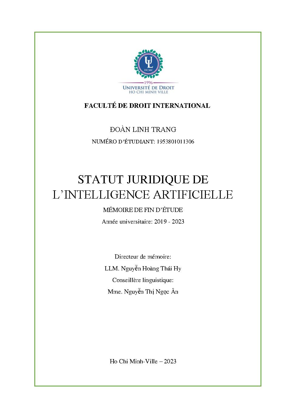 Statut juridique de l'intelligence artificielle
