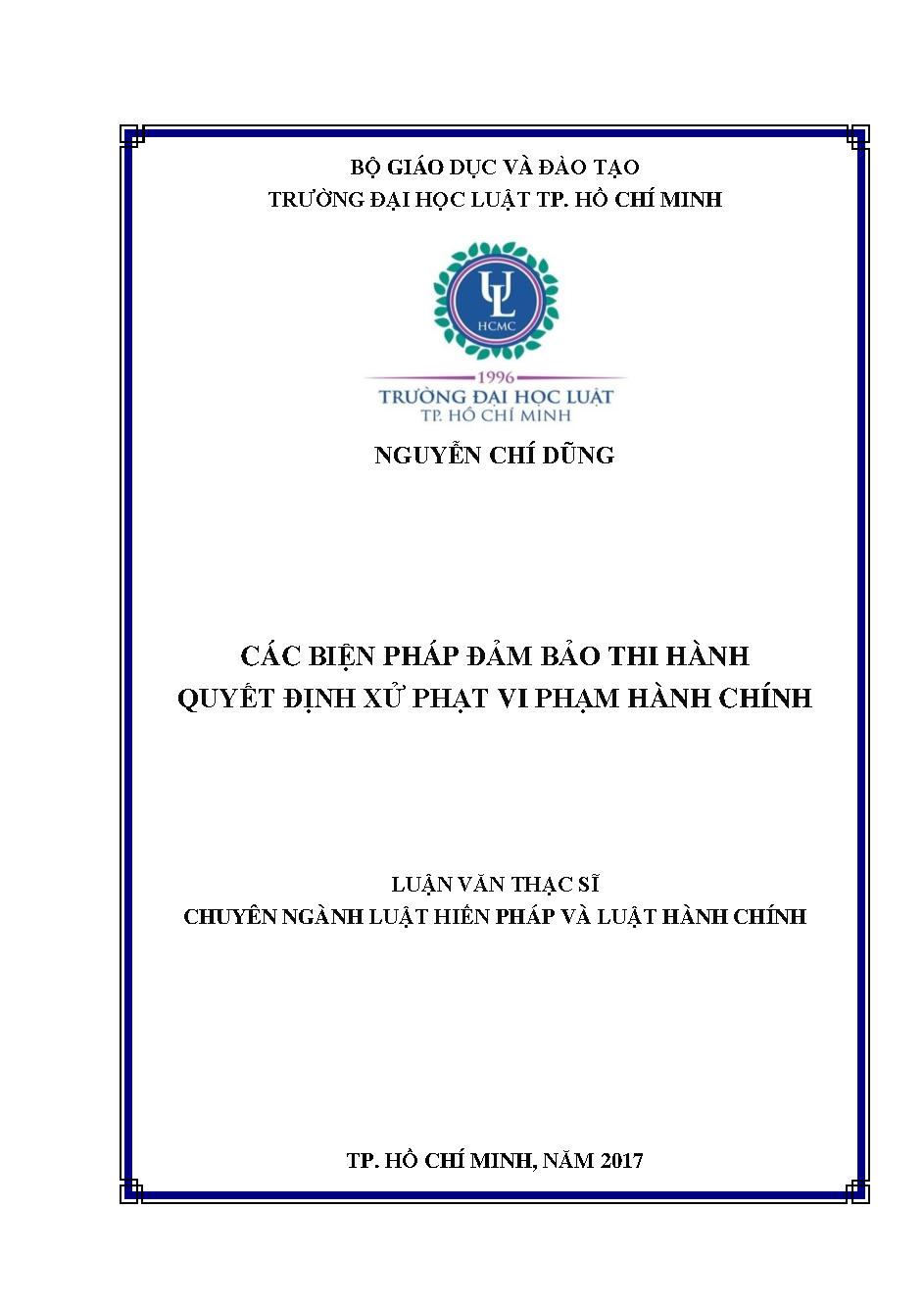 Các biện pháp đảm bảo thi hành quyết định xử phạt vi phạm hành chính