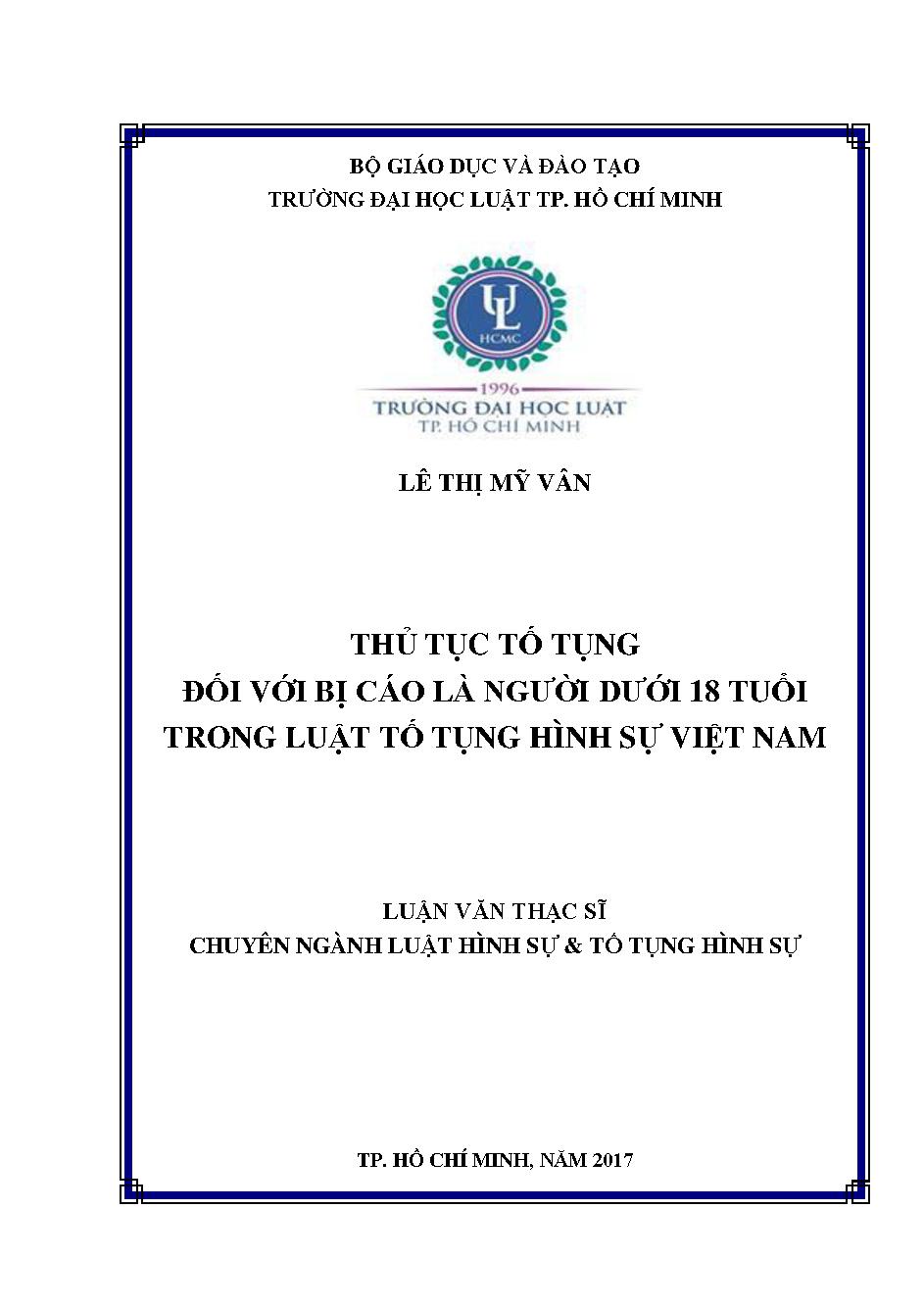 Thủ tục tố tụng đối với bị cáo là người dưới 18 tuổi trong luật tố tụng hình sự Việt Nam