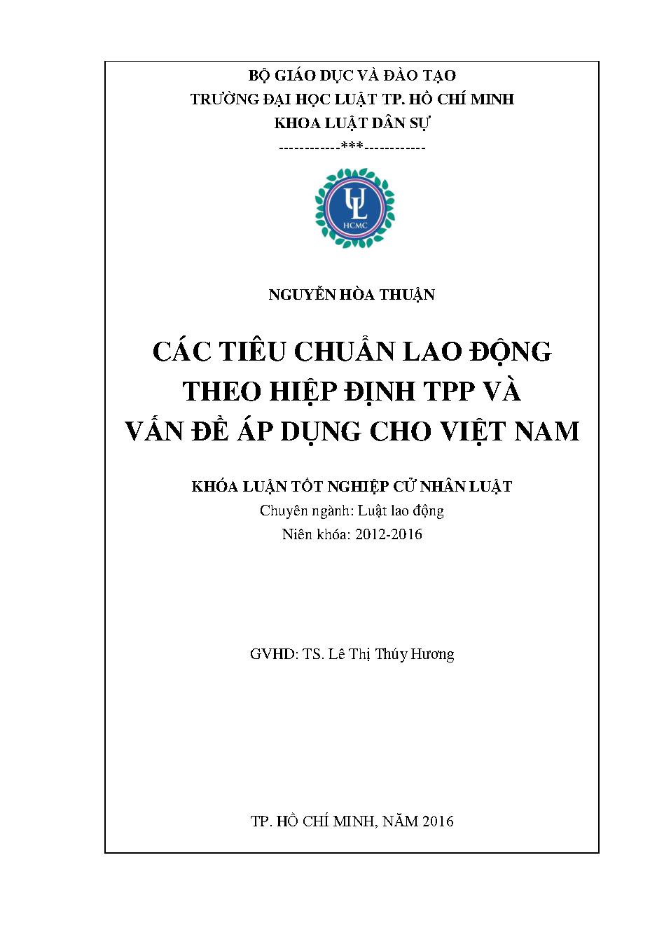 Các tiêu chuẩn lao động theo hiệp định TPP và vấn đề áp dụng cho Việt Nam