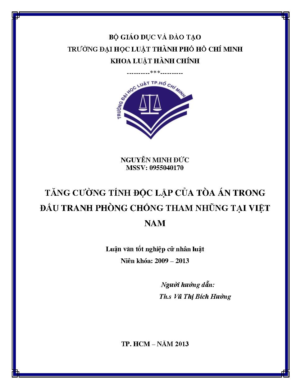 Tăng cường tính độc lập của Tòa án trong đấu tranh phòng chống tham nhũng tại Việt Nam